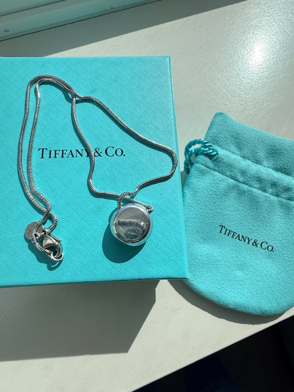 Tiffany & Co Silver Alphabet K Circle Necklace 15.25" - Picture 5 of 5